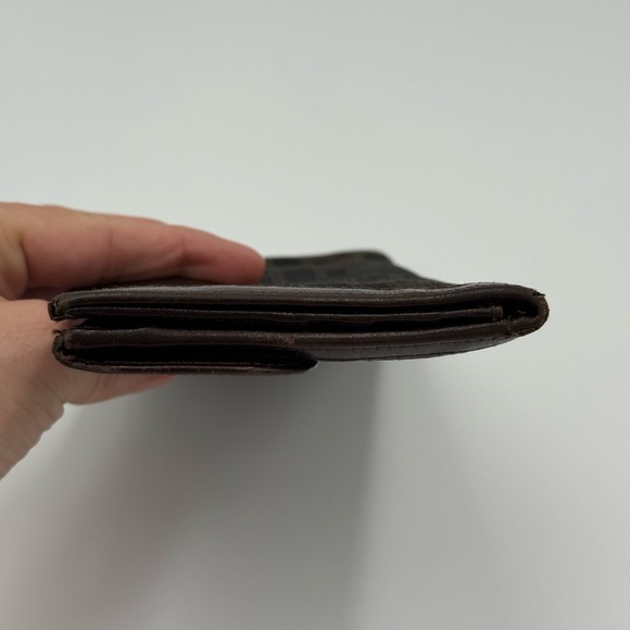 Fendi Dark Brown Leather and Canvas Double Snap Wallet - Picture 13 of 15